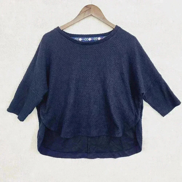 Anthropologie Deletta High Low Scoop neck Textured Keyhole Knit Top S 3537C - Picture 1 of 6